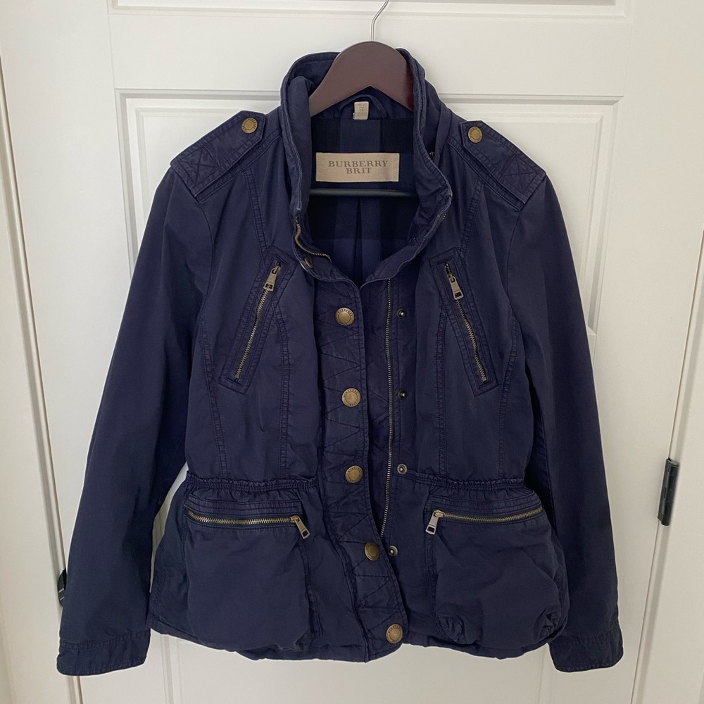Burberry Navy Anorak with Removable Hood size 12